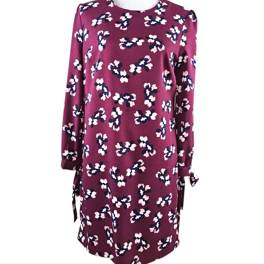Banana Republic Factory Long Sleeve Floral Shift Dress In 4